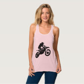 Zwarte witte Pop Art Motocross Motorcyle Sport Tanktop (Volledige Voorkant)