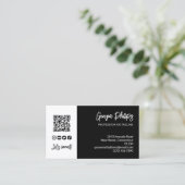 Zwarte witte QR-code Foto Sociale media pictogramm Visitekaartje (Staand voorkant)