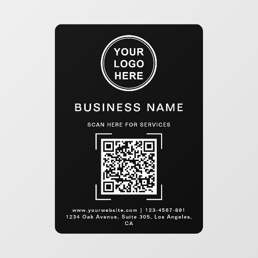 Zwarte & Witte QR-code logo bedrijfsnaam Raamsticker (Vel)