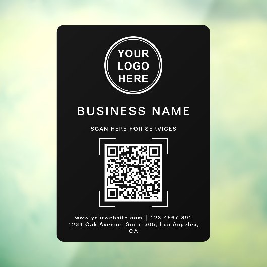 Zwarte & Witte QR-code logo bedrijfsnaam Raamsticker (Vel 3)