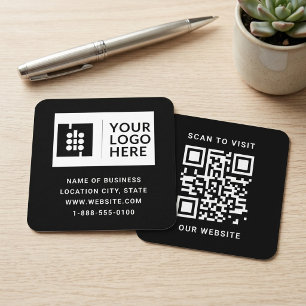 Zwarte Witte QR-Code Logo Zakelijk Vierkante Visitekaartje