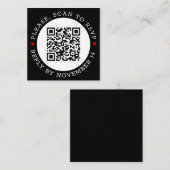Zwarte witte QR-code RSVP grens rode harten bruilo Informatiekaartje (Voorkant / Achterkant)