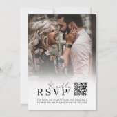 Zwarte witte QR-code RSVP minimalistische fotobrui Kaart (Achterkant)