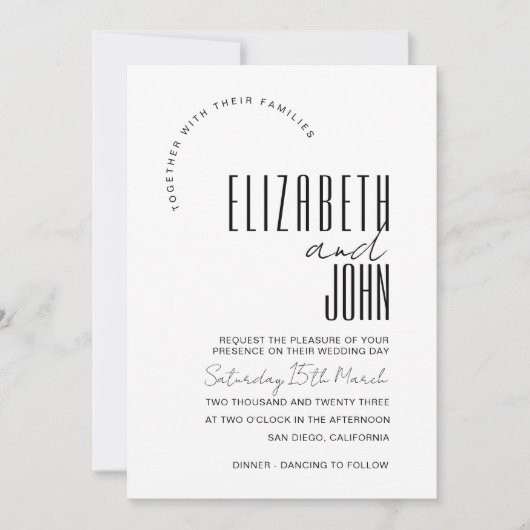 Zwarte witte QR-code RSVP minimalistische fotobrui Kaart (Voorkant)