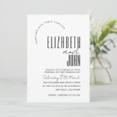 Zwarte witte QR-code RSVP minimalistische fotobrui Kaart (Staand voorkant)