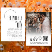 Zwarte witte QR-code RSVP minimalistische fotobrui Kaart