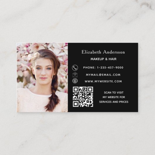 Zwarte witte QR-codetoestel Visitekaartje (Achterkant)