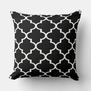 Zwarte witte Quatrefoil Lattice Pillow Kussen