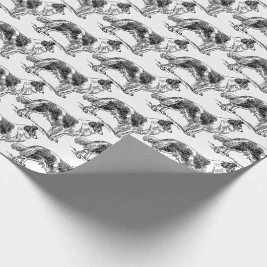  zwarte witte rand Collie Dog Cadeaupapier (Hoek)