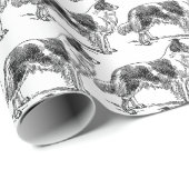  zwarte witte rand Collie Dog Cadeaupapier (Rol Hoek)