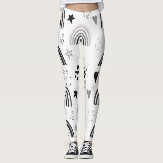 Zwarte witte regenboog minimale leggings