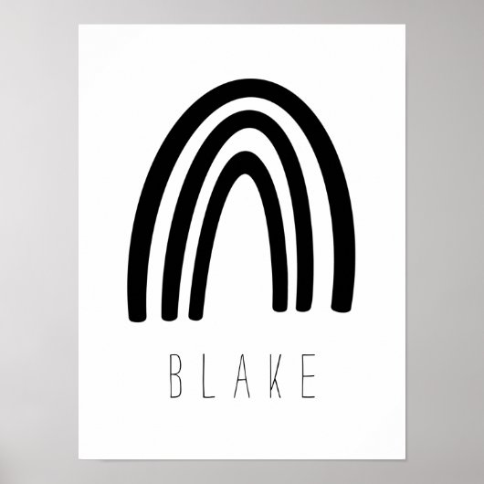 Zwarte/Witte regenboog Naam Nursery Decor Poster (Voorkant)