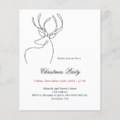 Zwarte witte rendieren Kerstfeest uitnodiging (Voorkant)