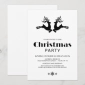 Zwarte witte rendierkerstfeestdag kaart (Voorkant / Achterkant)