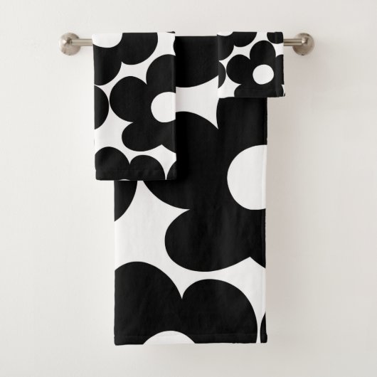 Zwarte & Witte Retro Daisies #1 #decor #art Bad Handdoek (Insitu)