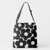 Zwarte & Witte Retro Daisies #1 #decor #art Crossbody Tas (Achterkant)