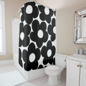 Zwarte & Witte Retro Daisies #1 #decor #art Douchegordijn (In situ)