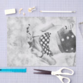  zwarte witte retro Girl Polka Dot Bikini Tissuepapier (Craft)