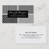 Zwarte & Witte Retro Patronen x Vier: Pret & Funky Visitekaartje (Voorkant / Achterkant)