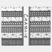 Zwarte & Witte Retro Strepen 1 van het Patroon Fleece Deken (Voorkant (Horizontaal))