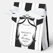 Zwarte witte retro strepen verjaardag gunsten aang bedankdoosjes (Voorkant)