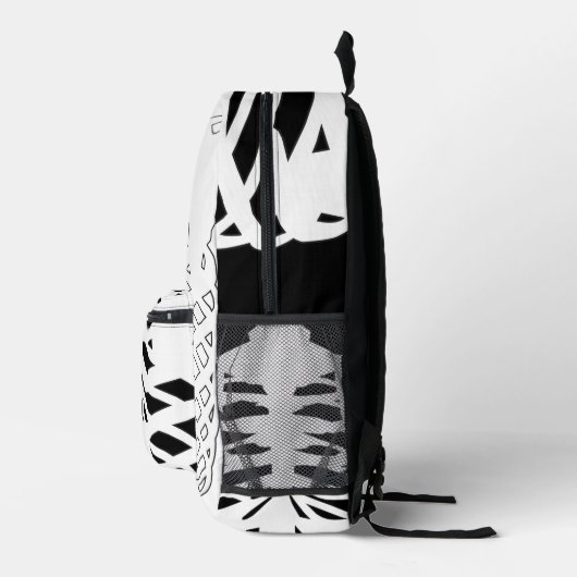 Zwarte witte ribben skelet bedrukte rugzak (Rechts)