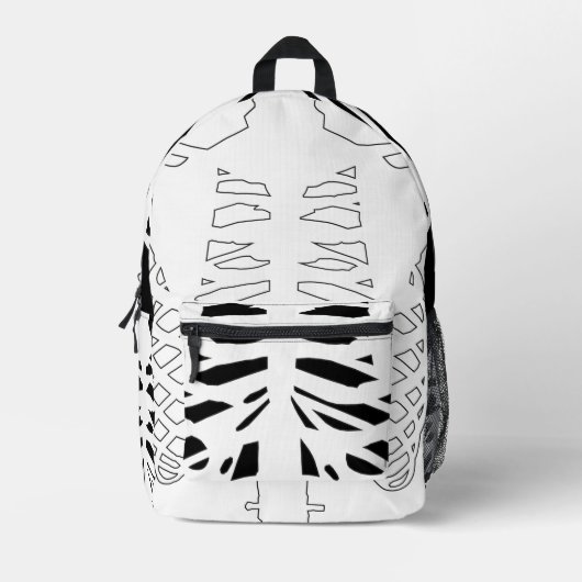 Zwarte witte ribben skelet bedrukte rugzak (Voorkant)