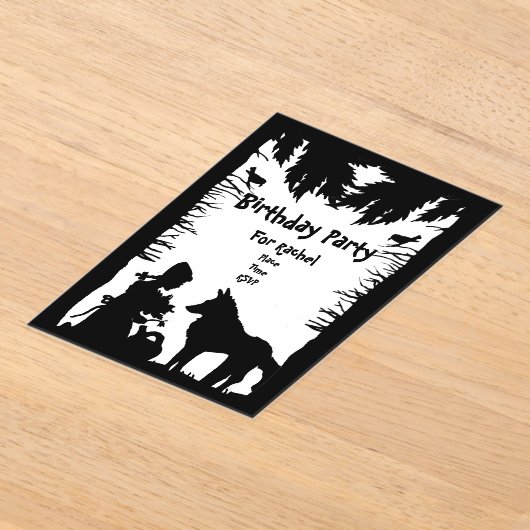 Zwarte witte rijmotorkap Wolf Bomen Verjaardag Acryl Uitnodigingen (Laagn)