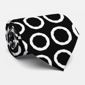 Zwarte witte ringen - Stropdas (Opgerold)