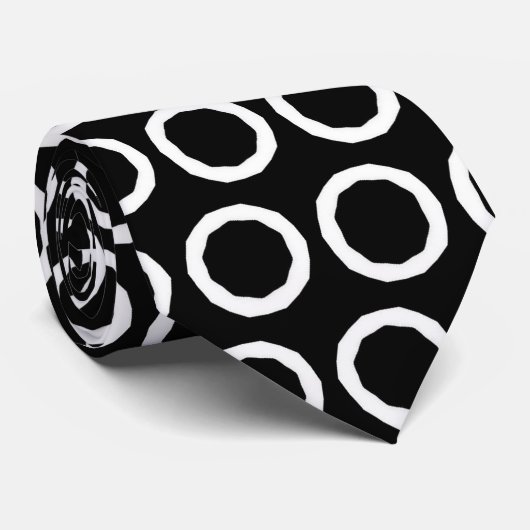 Zwarte witte ringen - Stropdas (Opgerold)
