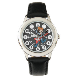 Zwarte witte rockster gitaarjongen genaamd pols ho horloge