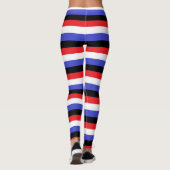 Zwarte, witte, rode en blauwe strepen leggings (Achterkant)