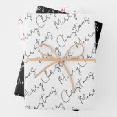 Zwarte, witte, rode kerstfeestdag inpakpapier vel (In situ)