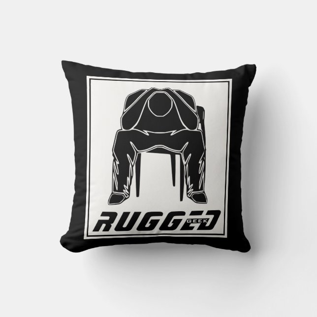 zwarte witte rode Man Holding Head | Man voor denk Kussen (Voorkant)