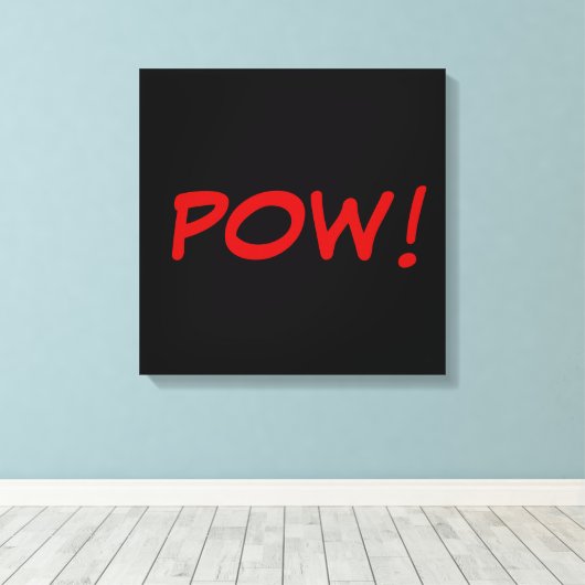Zwarte witte rode pow! Comic Graphic Retro  Canvas Afdruk (Insitu (Houten vloer))