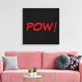 Zwarte witte rode pow! Comic Graphic Retro  Canvas Afdruk (Insitu (Woonkamer))