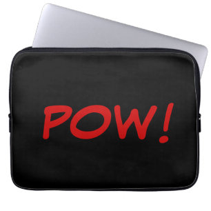Zwarte witte rode pow! Comic Graphic Retro  Laptop Sleeve