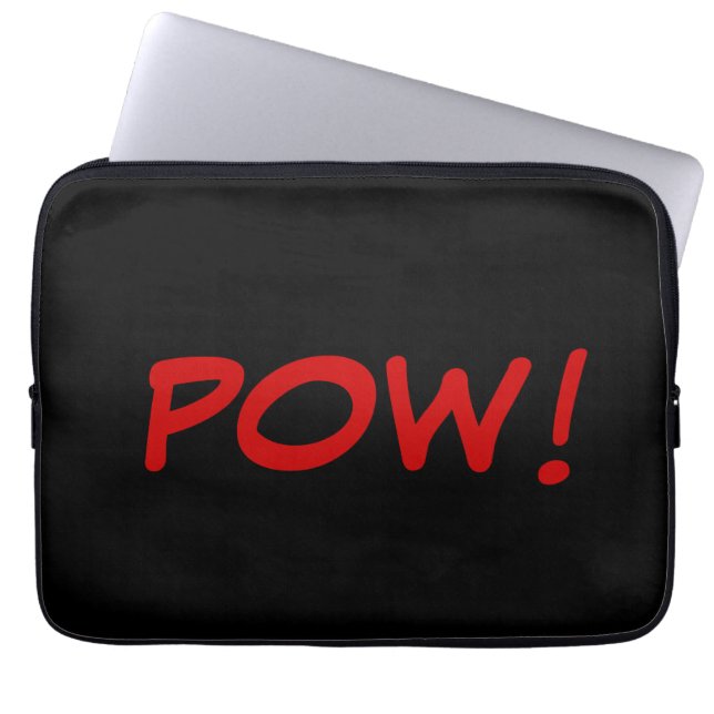 Zwarte witte rode pow! Comic Graphic Retro  Laptop Sleeve (Voorkant)