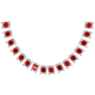 Zwarte witte rode robow Dalmatian Happy Birthday P Vlaggetjes