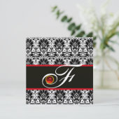 ZWARTE WITTE RODE SILVER DAMASK MONOGRAM Ruby Kaart (Staand voorkant)