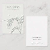 Zwarte witte roestpalm Leaf Sketch Earring Ketting Visitekaartje (Voorkant / Achterkant)
