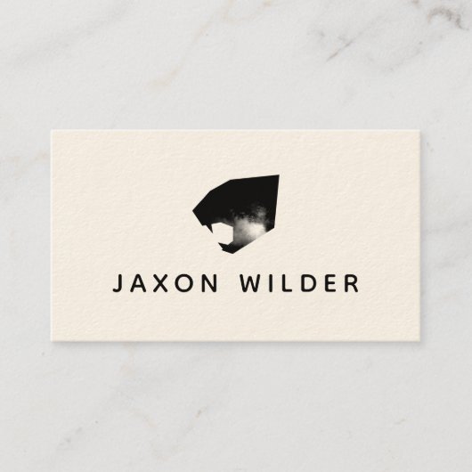 Zwarte witte roke Cloud Jaguar Minimal Rustic Visitekaartje (Voorkant)