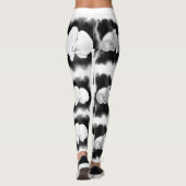Zwarte witte romantische waterverf orchideeën leggings (Achterkant)