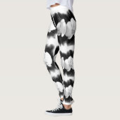 Zwarte witte romantische waterverf orchideeën leggings (Links)