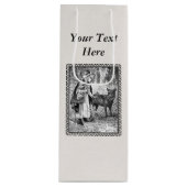 zwarte witte Rood met houten tekening Tekening Wijn Cadeautas (Voorkant)