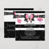 Zwarte witte roze band glitter boogflamingo chic kaart (Voorkant / Achterkant)