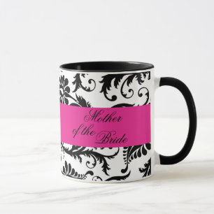 Zwarte, witte, roze Damask moeder van de Bride Mok