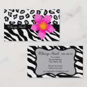 Zwarte, witte, roze en grijze Zebra & Cheetah Skin Visitekaartje (Voorkant / Achterkant)