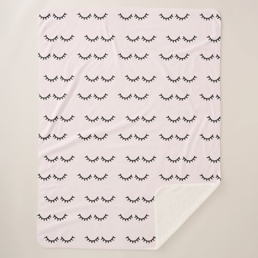 Zwarte witte roze Eyelashes Sherpa Deken (Voorkant)
