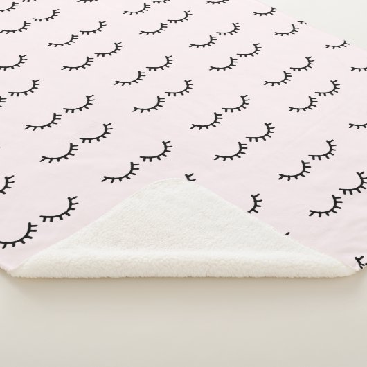 Zwarte witte roze Eyelashes Sherpa Deken (3/4)